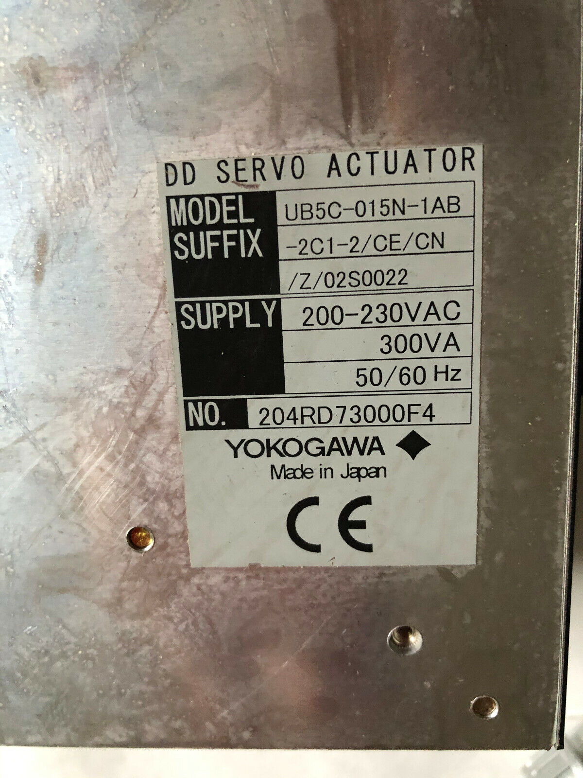 Yokogawa Ub5c-015N-1Ab Dynaserv Dd Servo Actuator Drive,200-230Vac,Di