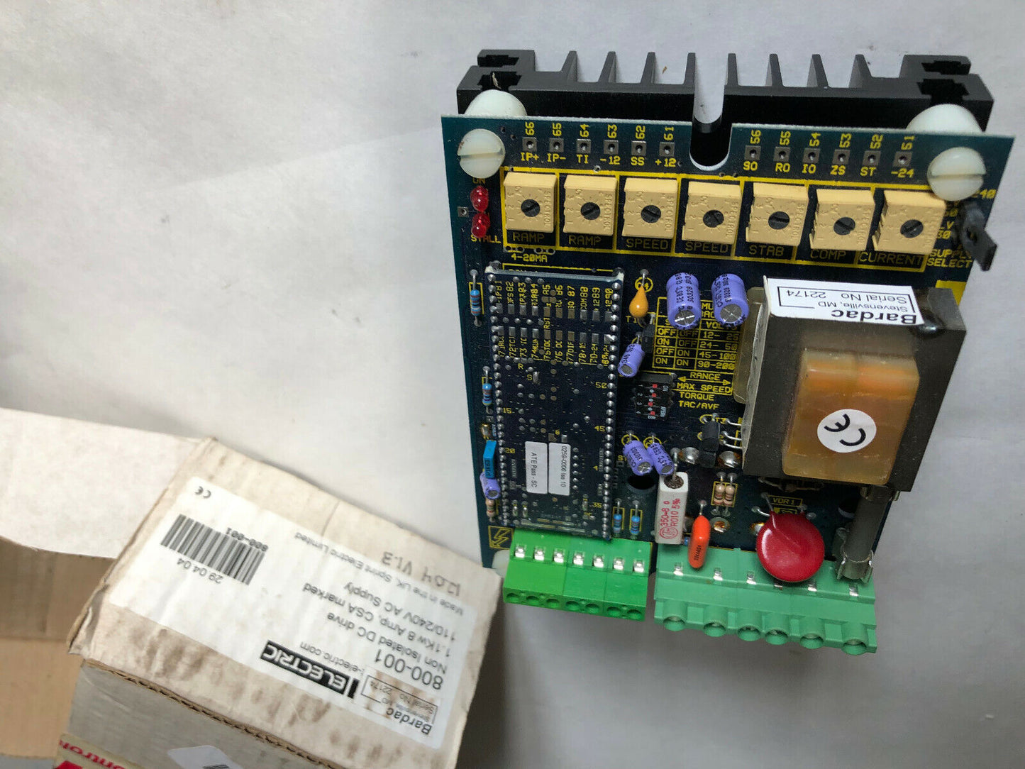 New Bardac 800-001,800 Non Isolated Dc Drive,1.1Kw 8Amp,Csa Marked 110/240Vac,Sk