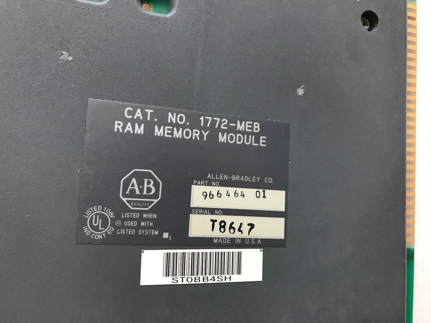Allen Bradley 1772-Meb,960223 Rev-E2,966464 01,Ram Memory 16K Ram Plc-2/30,St