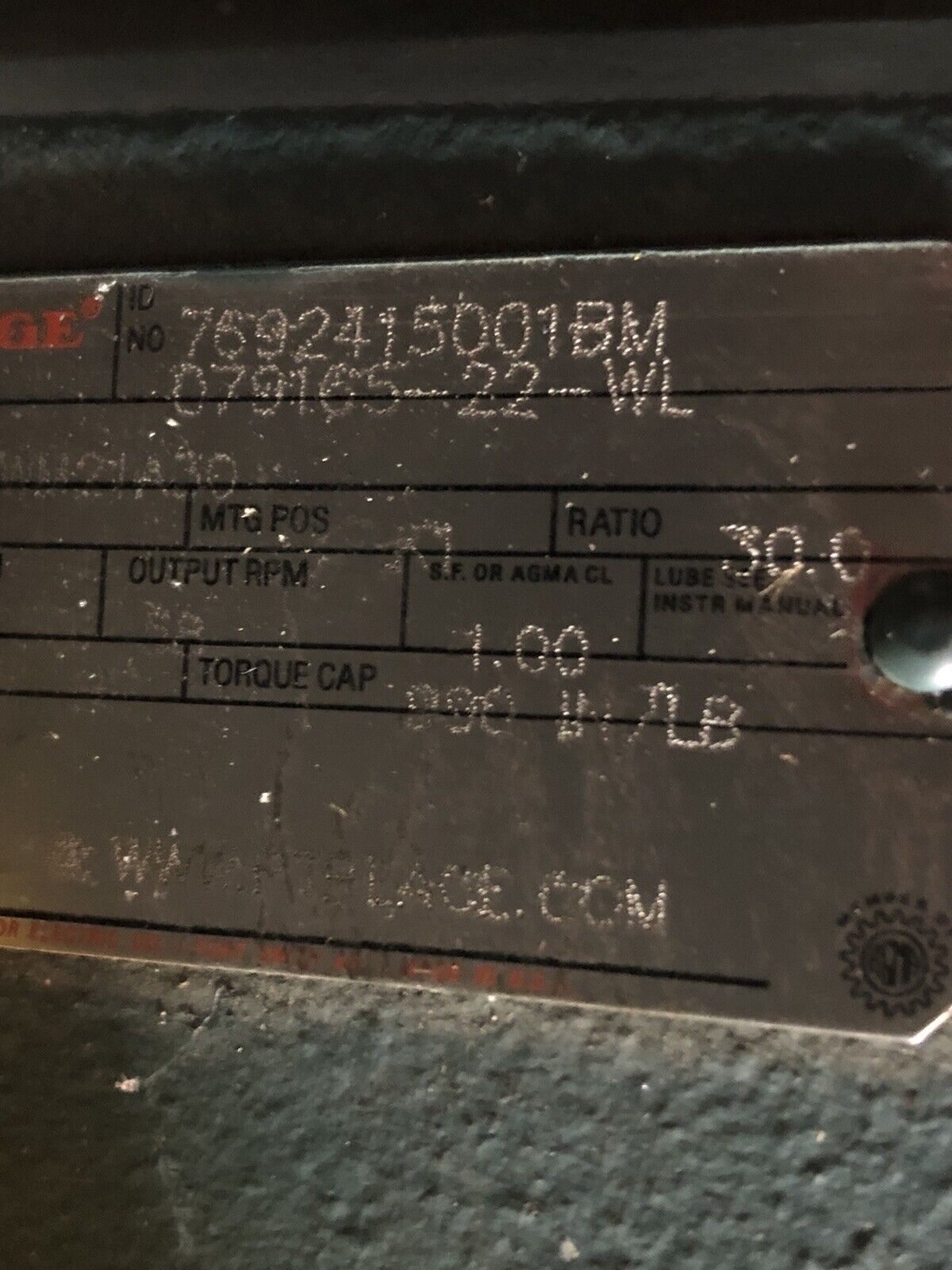 Dodge 7692415001Bm Gear Reducer,30:1 Ratio,079165-22-Wl,056Wm21a30,79067-01A,Ck