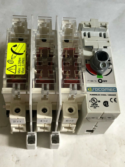 New Socomec Fuserbloc Cc30a / 38603003 Switch 30 Amp, 600V,Cc30a/38603003,Am