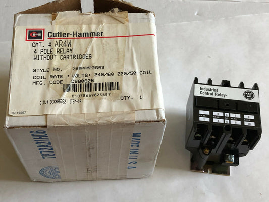 New Cutler Hammer Ar4w 766A023g03 240/220V,10 Amps Industrial Control Relay,Ej