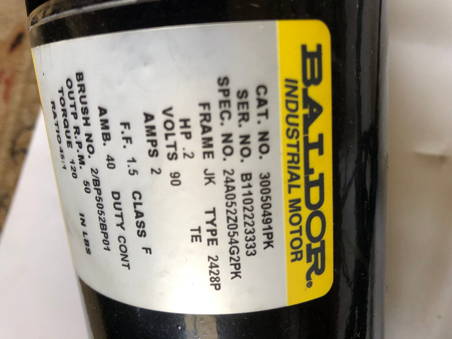 New Baldor 3050491Pk,30050491Pk,2428P,Jk .2Hp,2 Amps Servo Motor,Ew