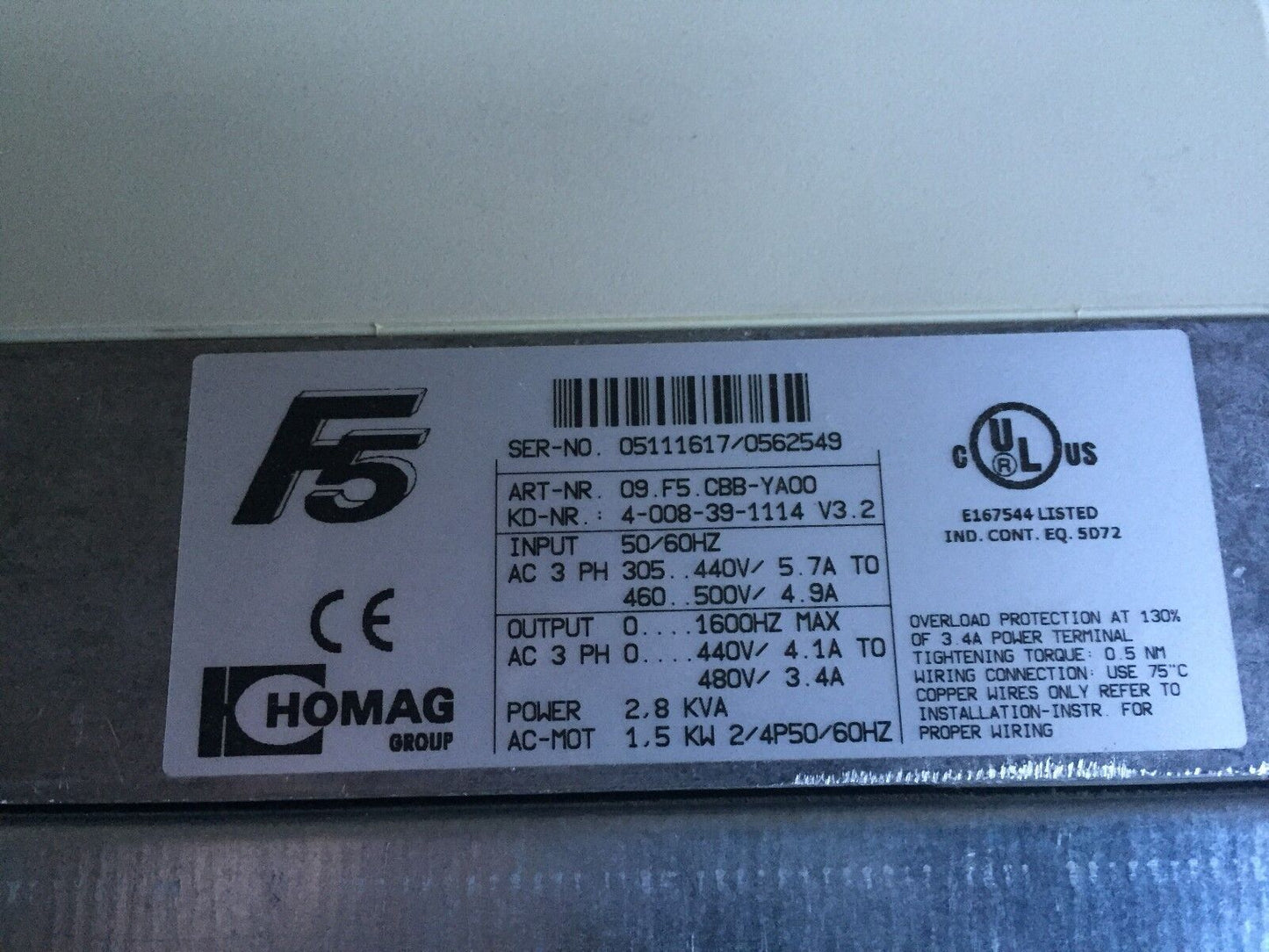 Keb 09.F5.Cbb-Ya00,10.E5.T60-A071 Combivert,Keb 09.F5.Cbb-Yaoo,2.8Kva,3Ph,Tj,Ap