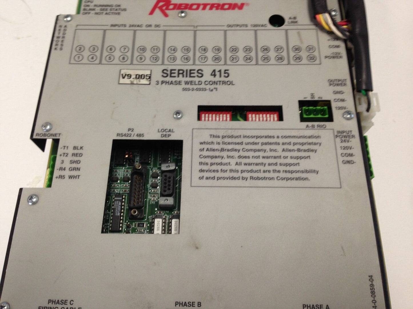 Robotron 503-2-0333 03 Series 415,3 Ph Weld Controller V9.005,503-2-033309,Dk,Az