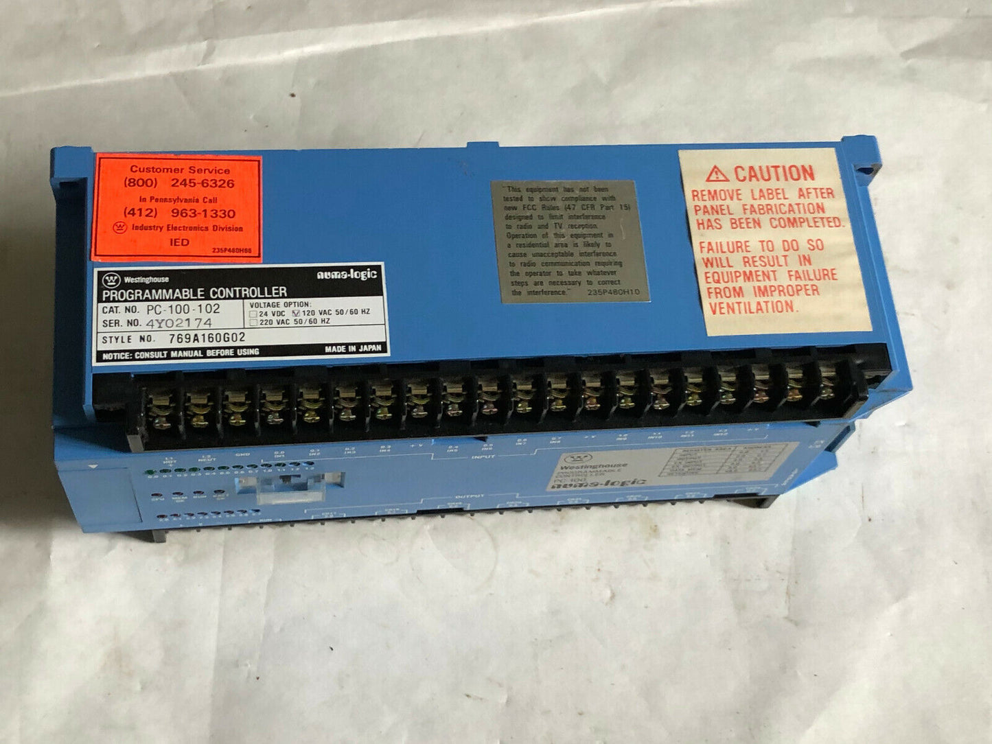 Westinghouse Pc-100-102 Programmable Controller,Pc-100 Numa-Logic,Sa