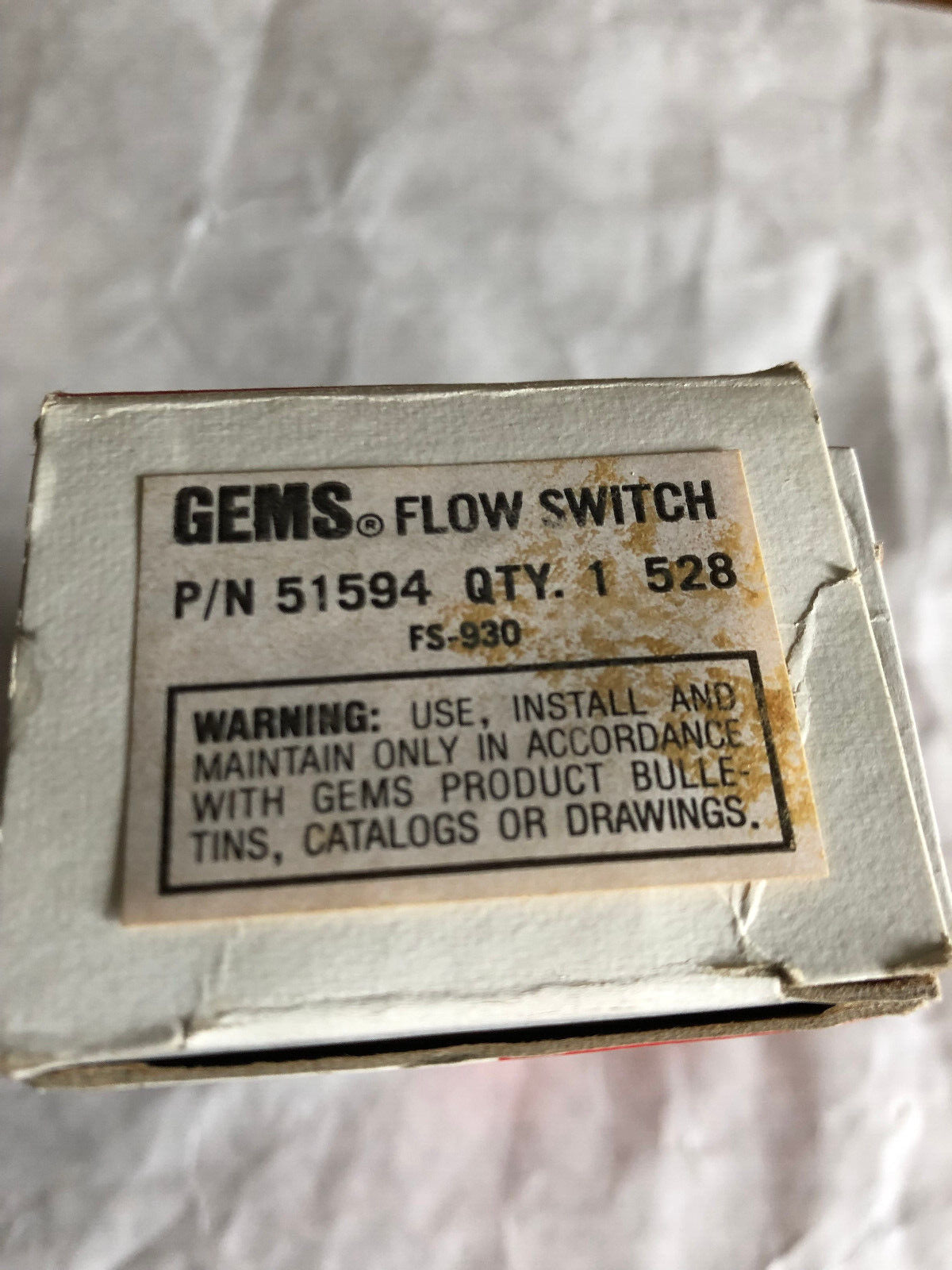 New Imo Gems Flow Switch Sensor Fs-930 51594  75Gpm 300,.75 Gpm,Al