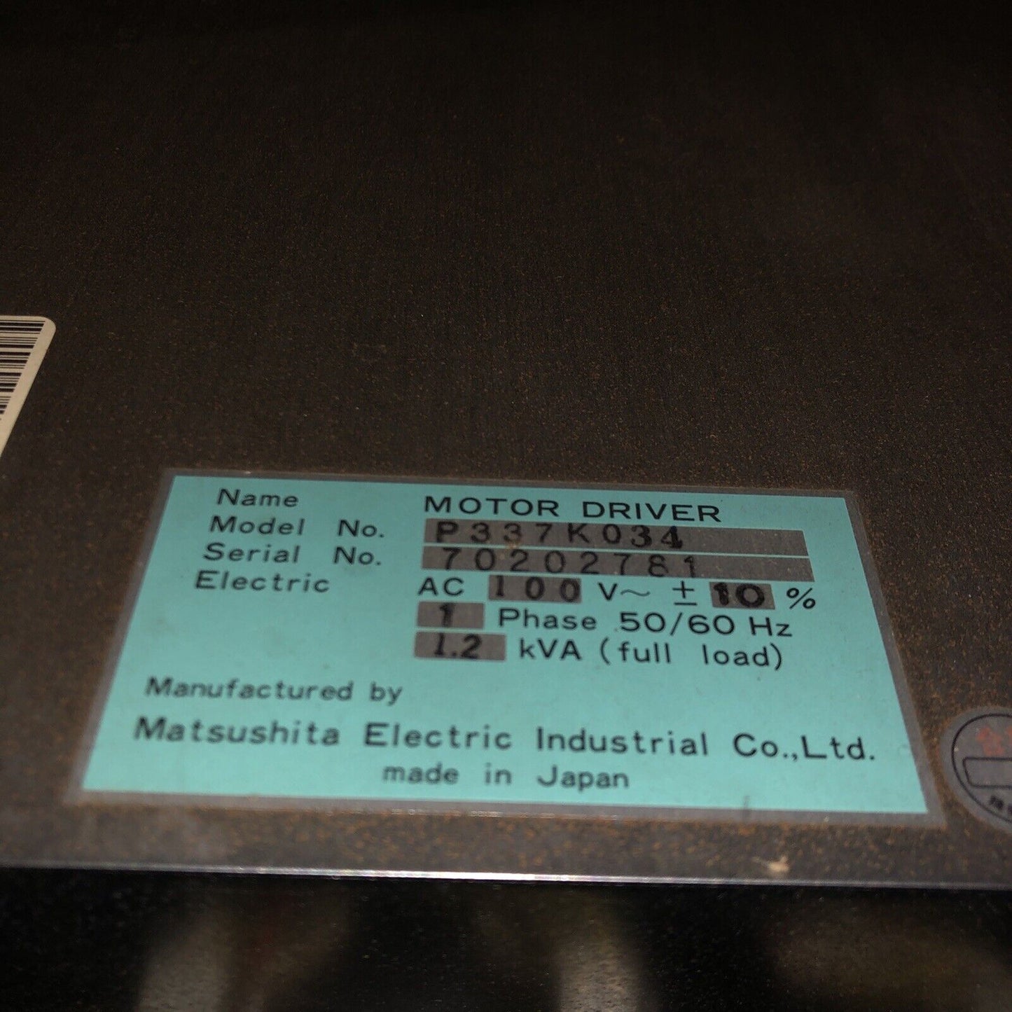 Matsushita P337k034,Panasonic P337k034 Panadac Servo Motor Driver,Ao