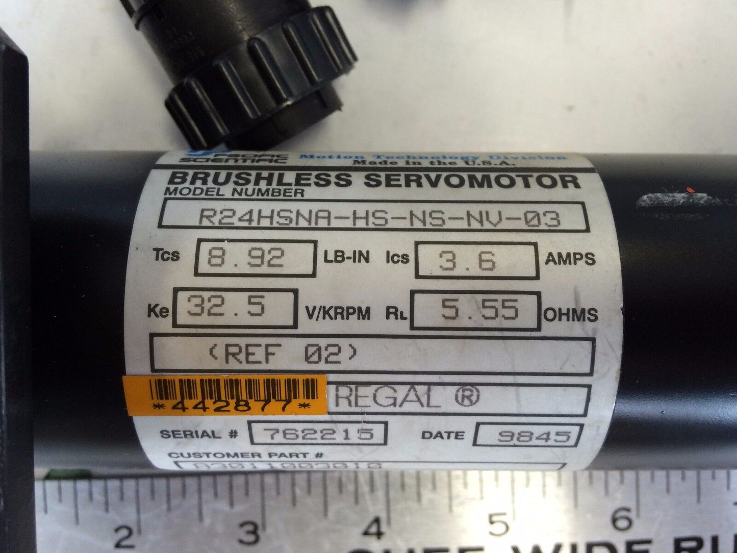 Pacific Scientific  R24hsna-Hs-Ns-Nv-03 Brushless Servomotor  Regal,Bt