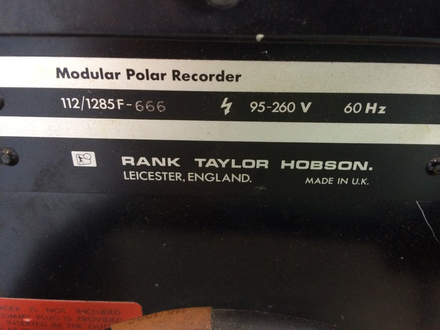 Taylor Hobson 112/1285F-666 Modular Polar Recorder,Rank Taylor 95-260Vac,Bf