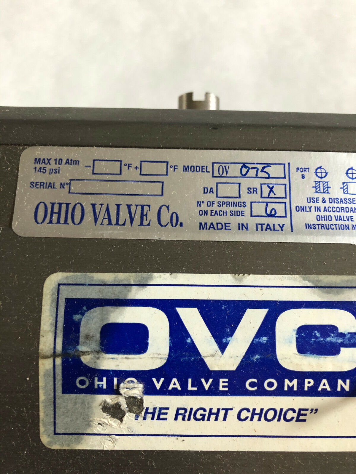 1 1/2 Ohio Valve Ov 075,266Ft-Dm 1 1/2 Sr6,Ov075,Ovc 0V075,4Dh3,Acutaor Valve,Ex