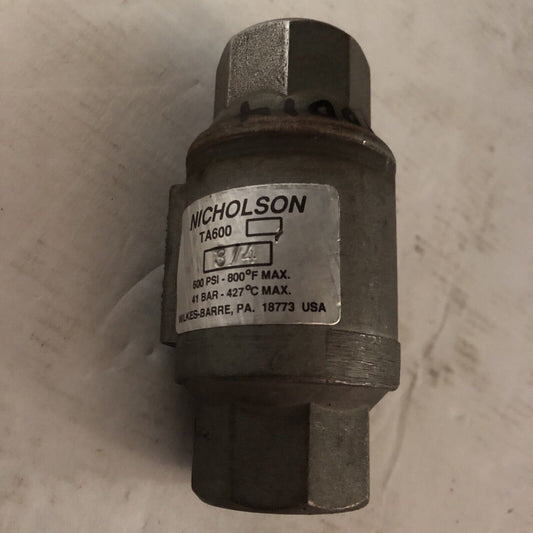 New 3/4" Npt Nicholson Ta600,Nicholson Ta 600 Thermo Dynamic Steam Trap 600,Al