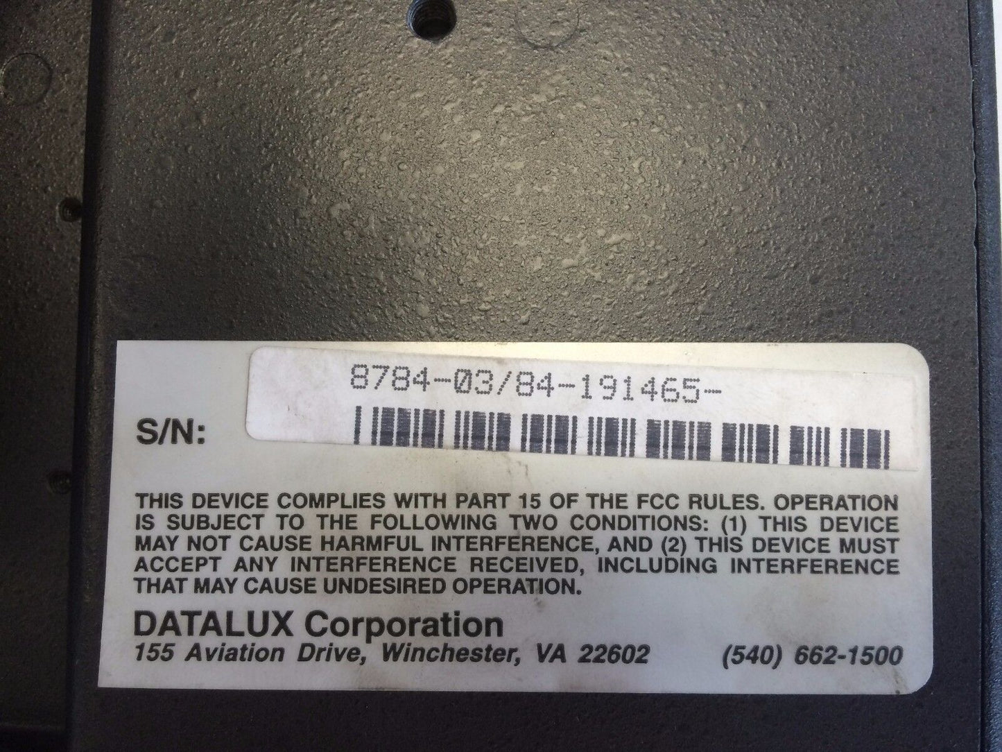 Datalux E89980 Sunf Pu 2919,8784-03/84-191465 Microtouch Operator Touchscreen,Cr