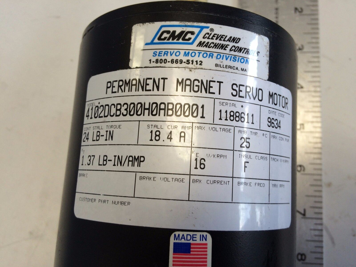 New Cmc Cleveland 4102Dcb300h0ab0001 Permanant Servo Motor 18.4A  Torque, Bq