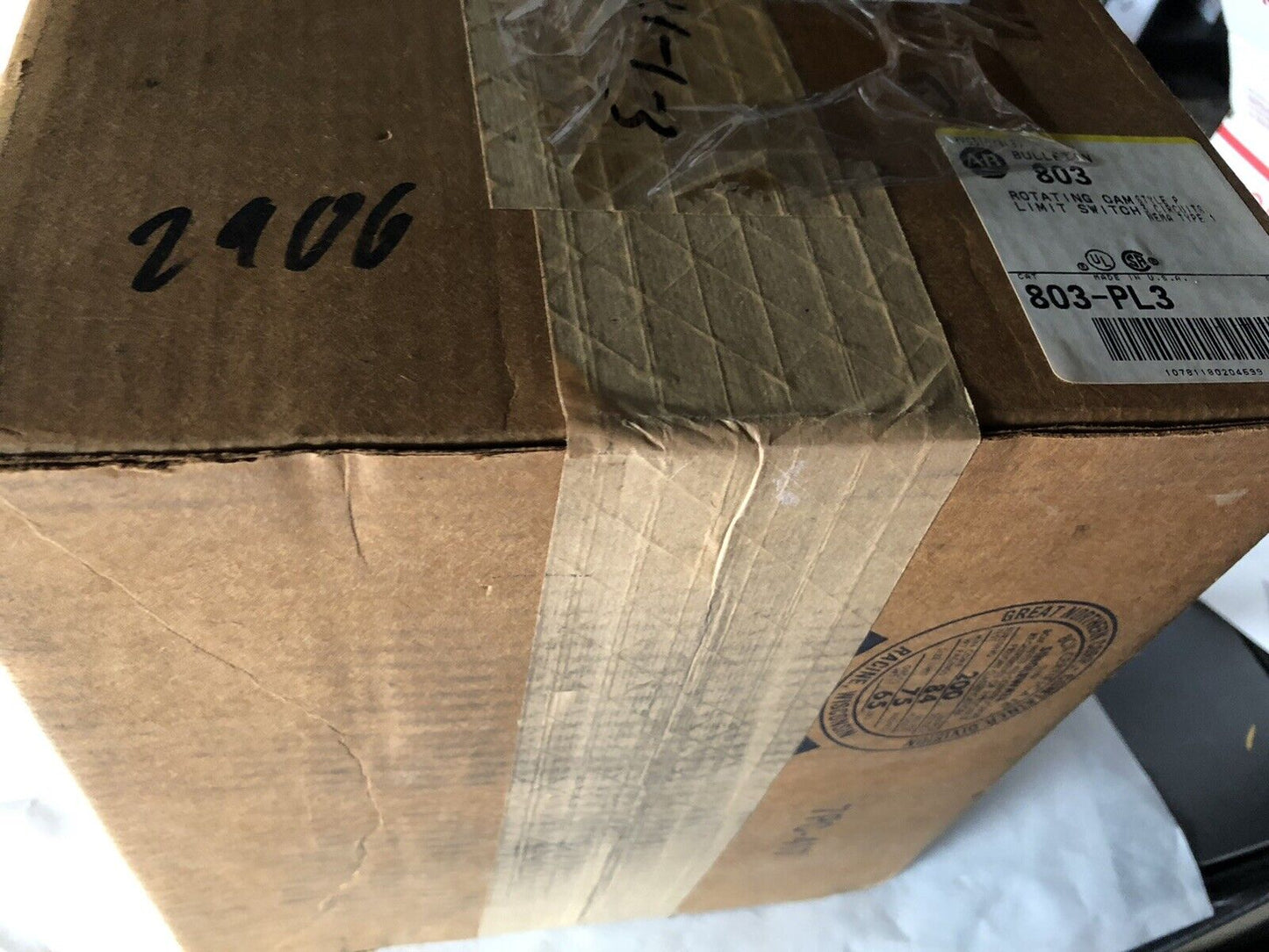 New Allen Bradley 803-Pl3, Nema1 Switch,Rotating Cam Limit600v Ac Max 25 Amps,An