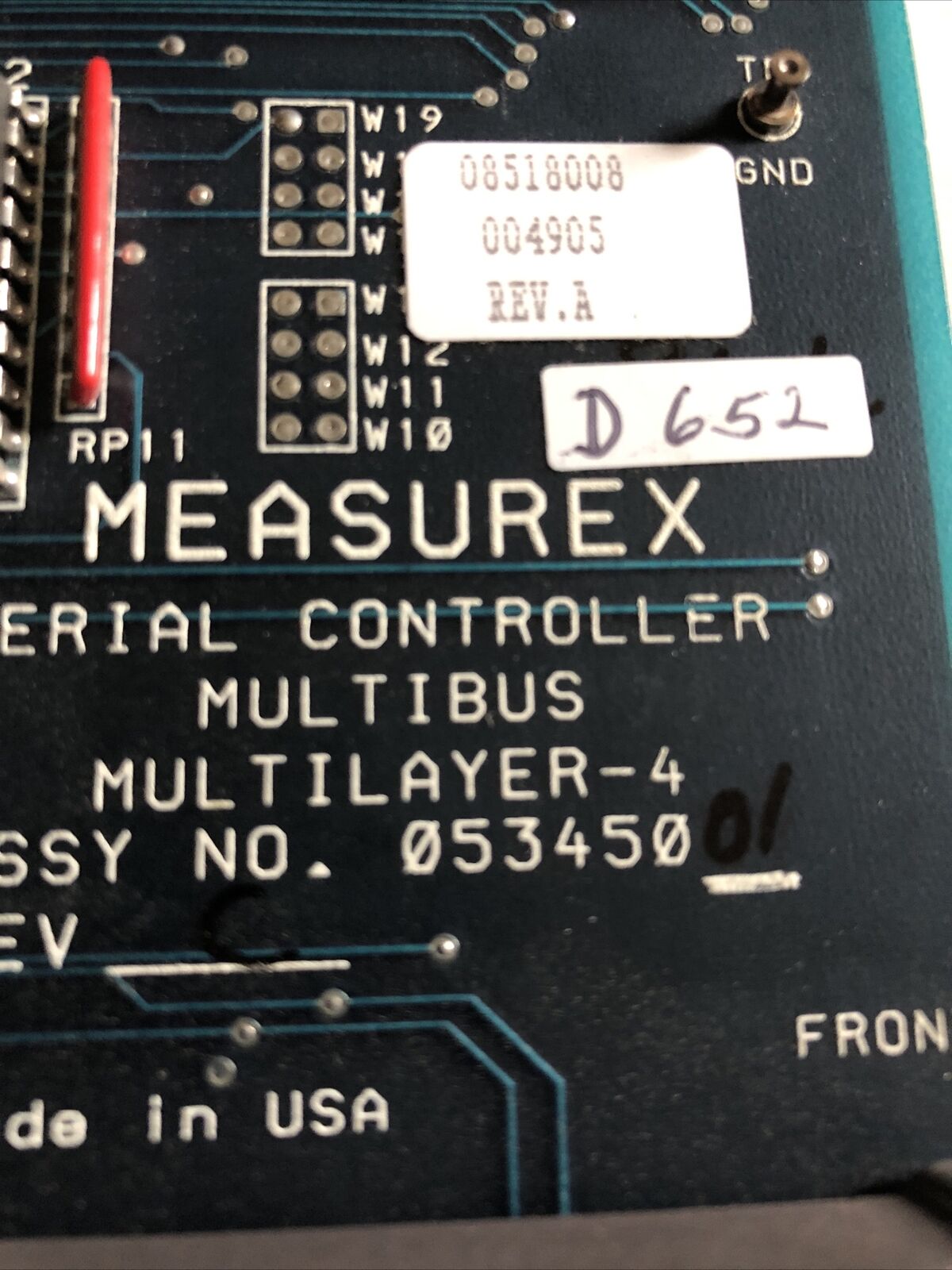Measurex Multilayer-4,Honeywell 053450,Controller,Multibus,05345001,Ad,Sm,Ax