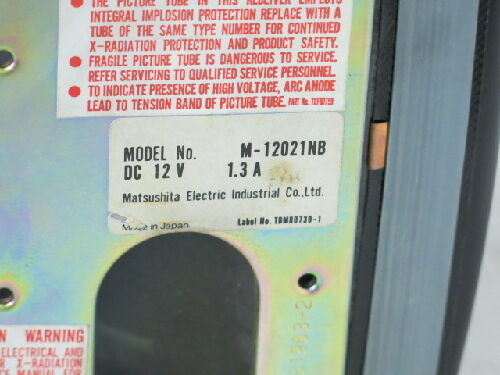 Matsushita M-12021Nb 12" Crt Monitor, Ty-Rm22r,Nl1201d31be Panel,3.15A-250V,Ch