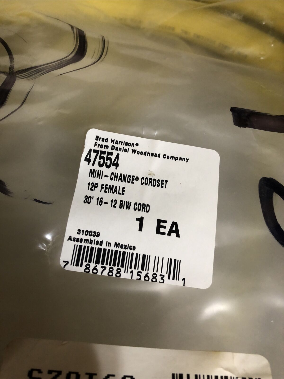 New Brad Harrison 47554 Cordset Mini-Change 16Awg/12-Cond 12P-Female 30Ft,Fk,Ew