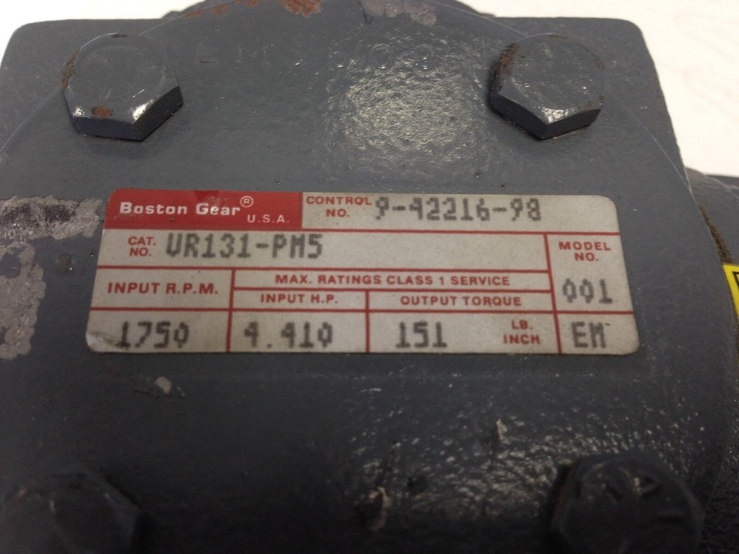 New Boston Gear Motor Vr131-Pm5  4.410Hp 1750Rpm 151Torque,9-42216-98,Dd