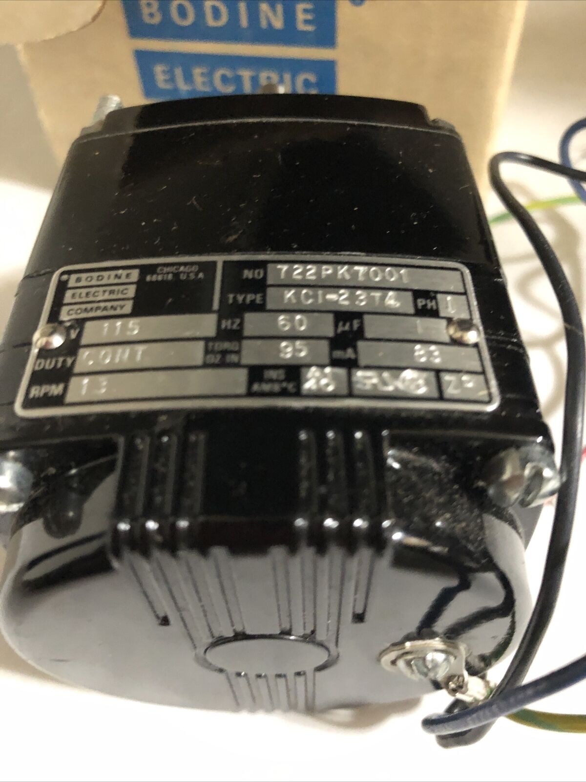 New Bodine Electric Gearmotor Kci-23T4 ,722Pk7001,Kc1-23T4,115V,Dj
