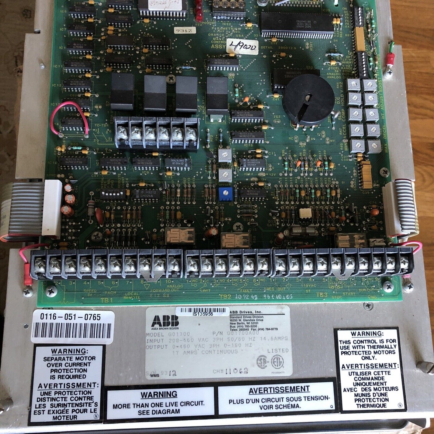 Abb G01700 Ac Drive,G01700a00, 3-Phase, 208-460 Vac,Bd
