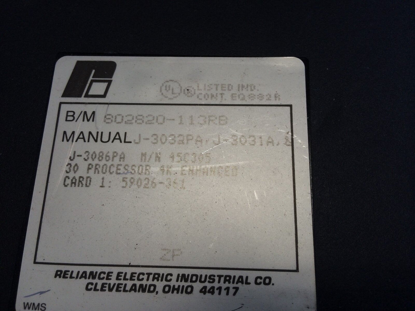 Reliance Electric Automate 30 Processor 45C305a 802820 113Rb J-3032Pa,45C305,Bf