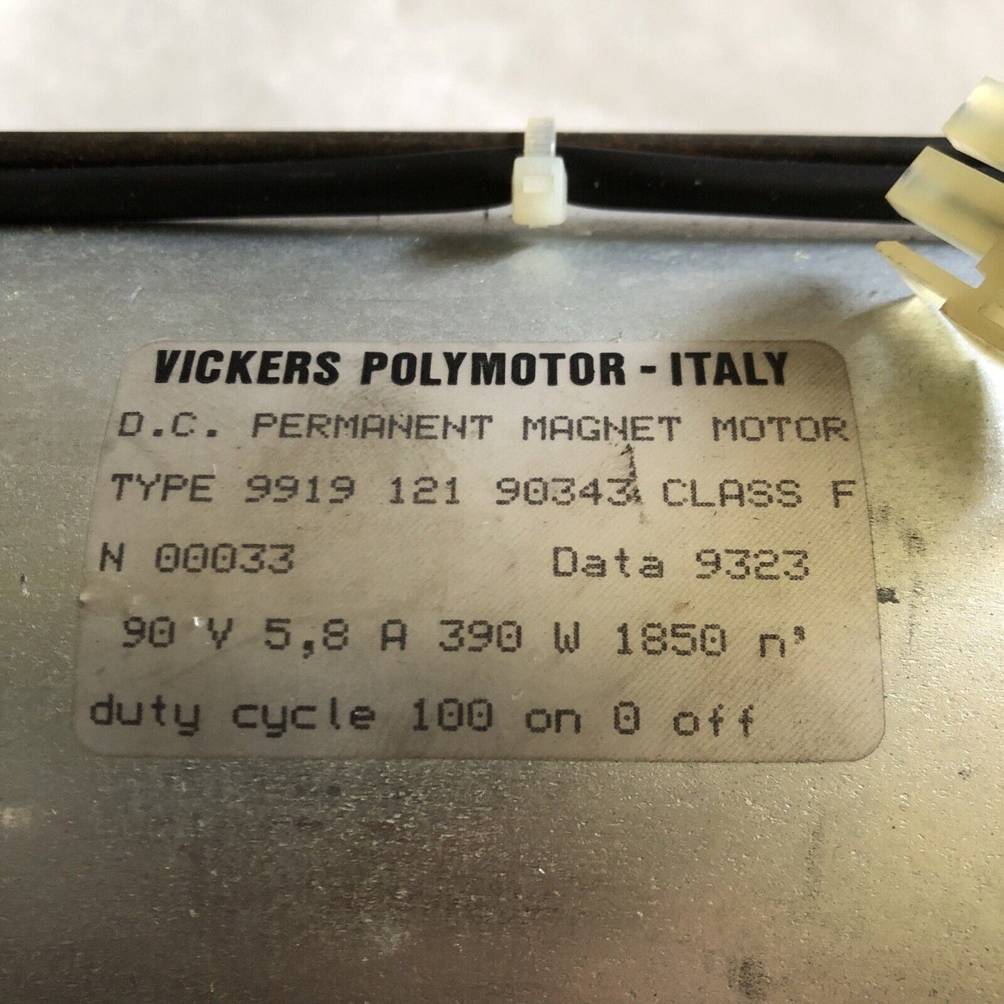 Vickers Polymotor 9919 121 90343 Class F Dc Motor, 90 Vdc, 5.38 Amp,Bt