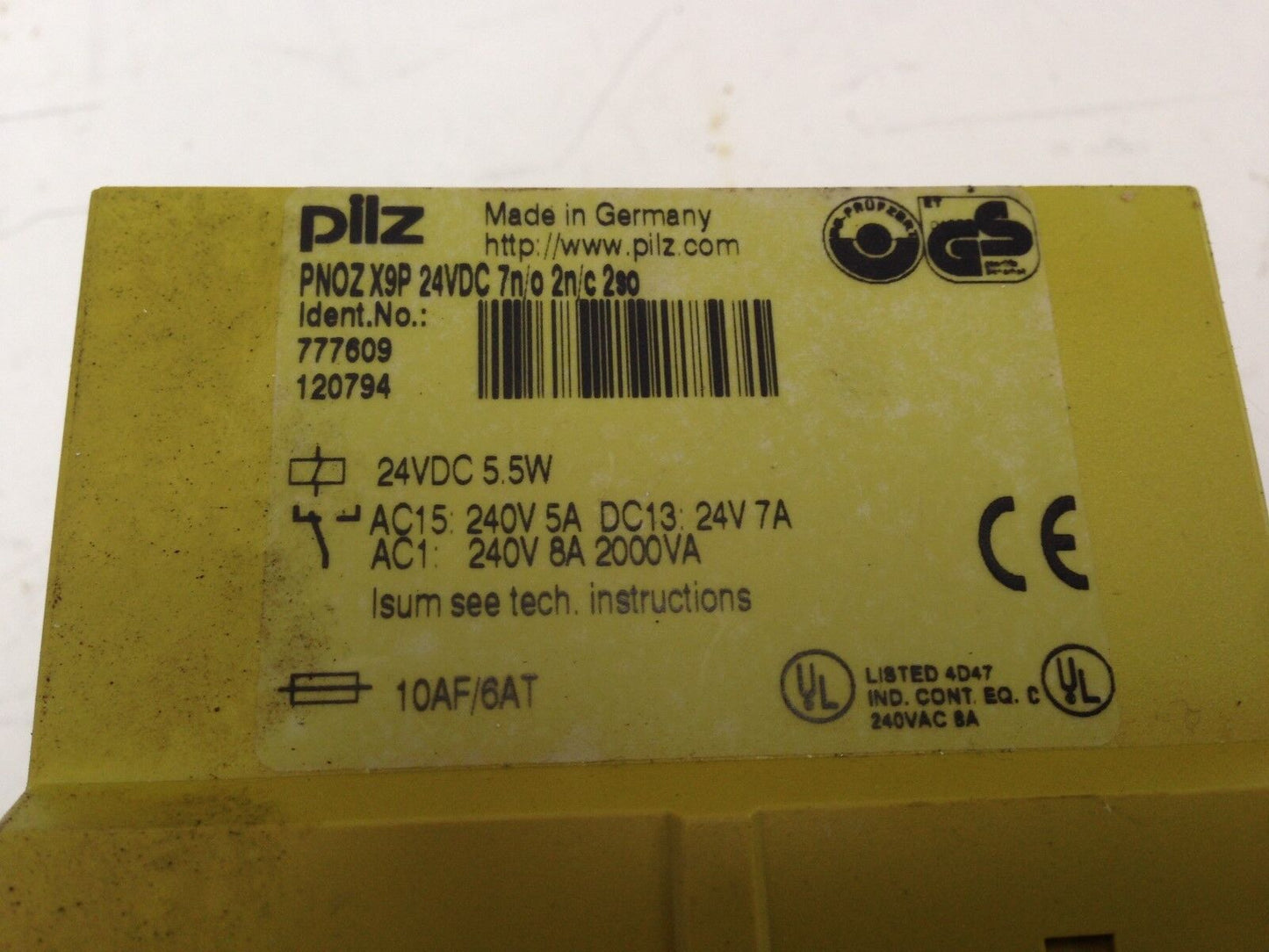 Pilz Pnoz X9p 24Vdc Safety Control Relay,24 Vdc,5.5 Watts,Eb