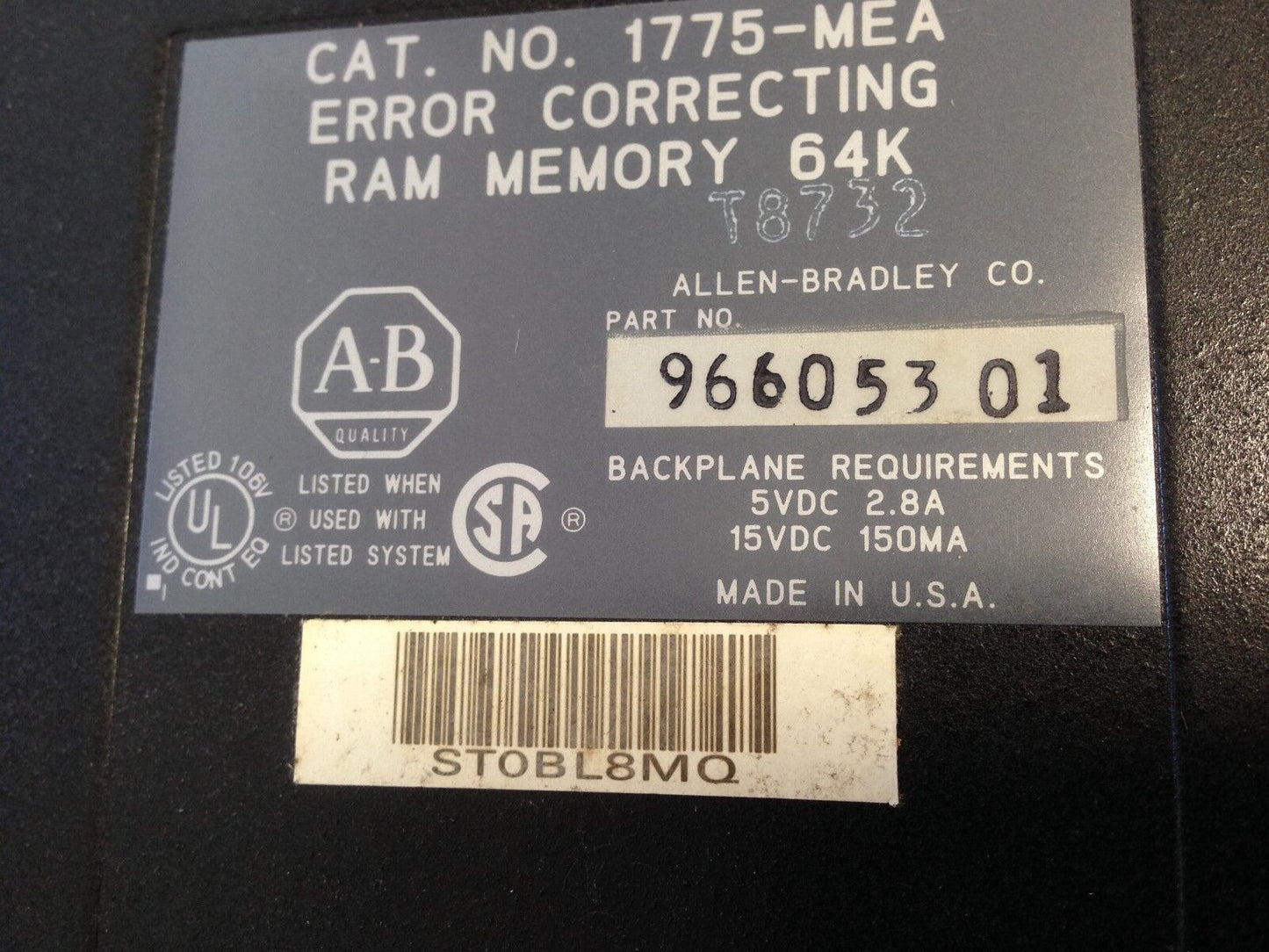 Allen Bradley 1775-Mea,A-B 1775-Mea,Memory Module Error Correcting Ram Plc-3,Sk