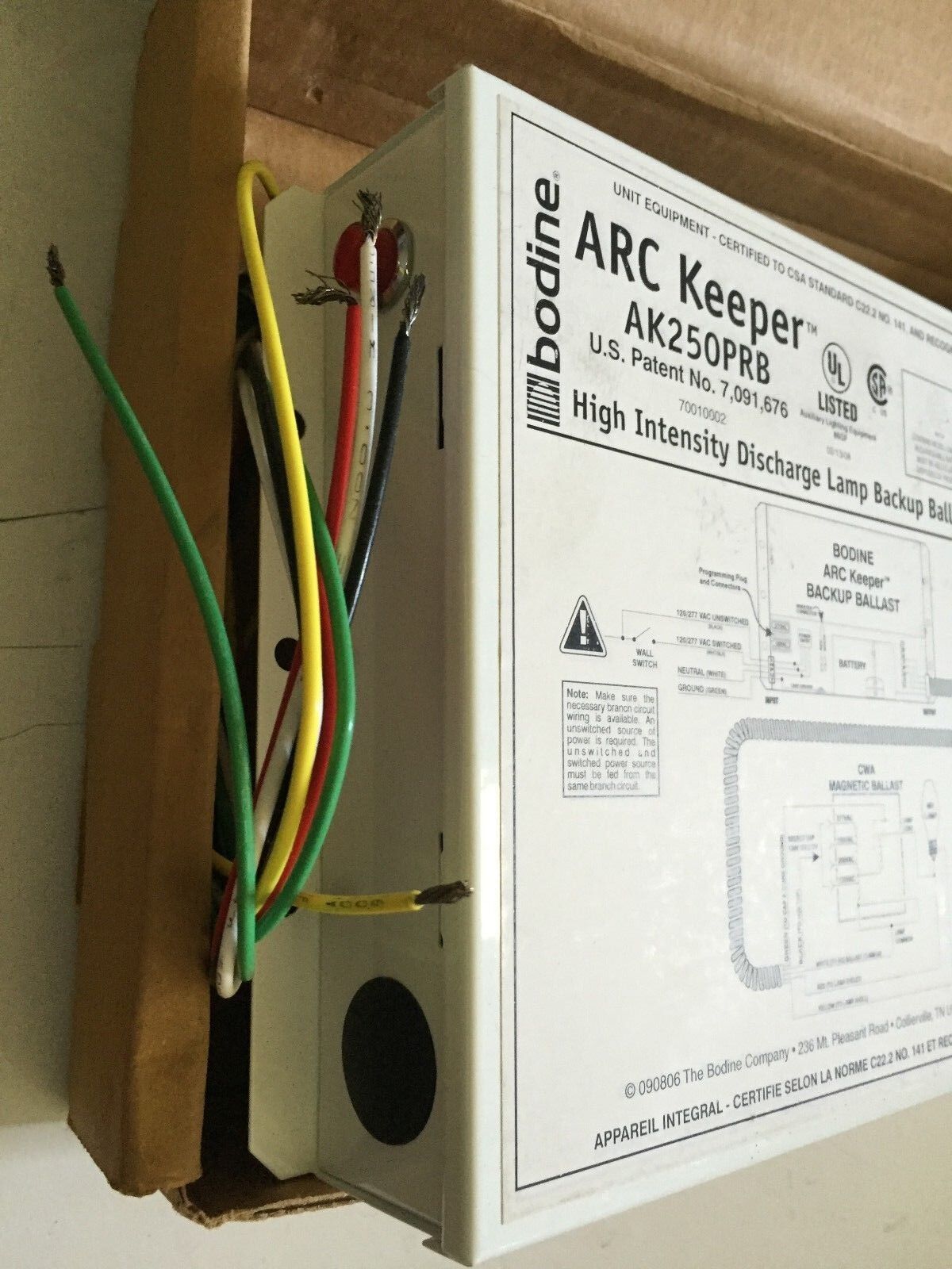 New Bodine Ak250prb Arc Keeper Discharge Lamp Intensity Backup Ballast,Tg