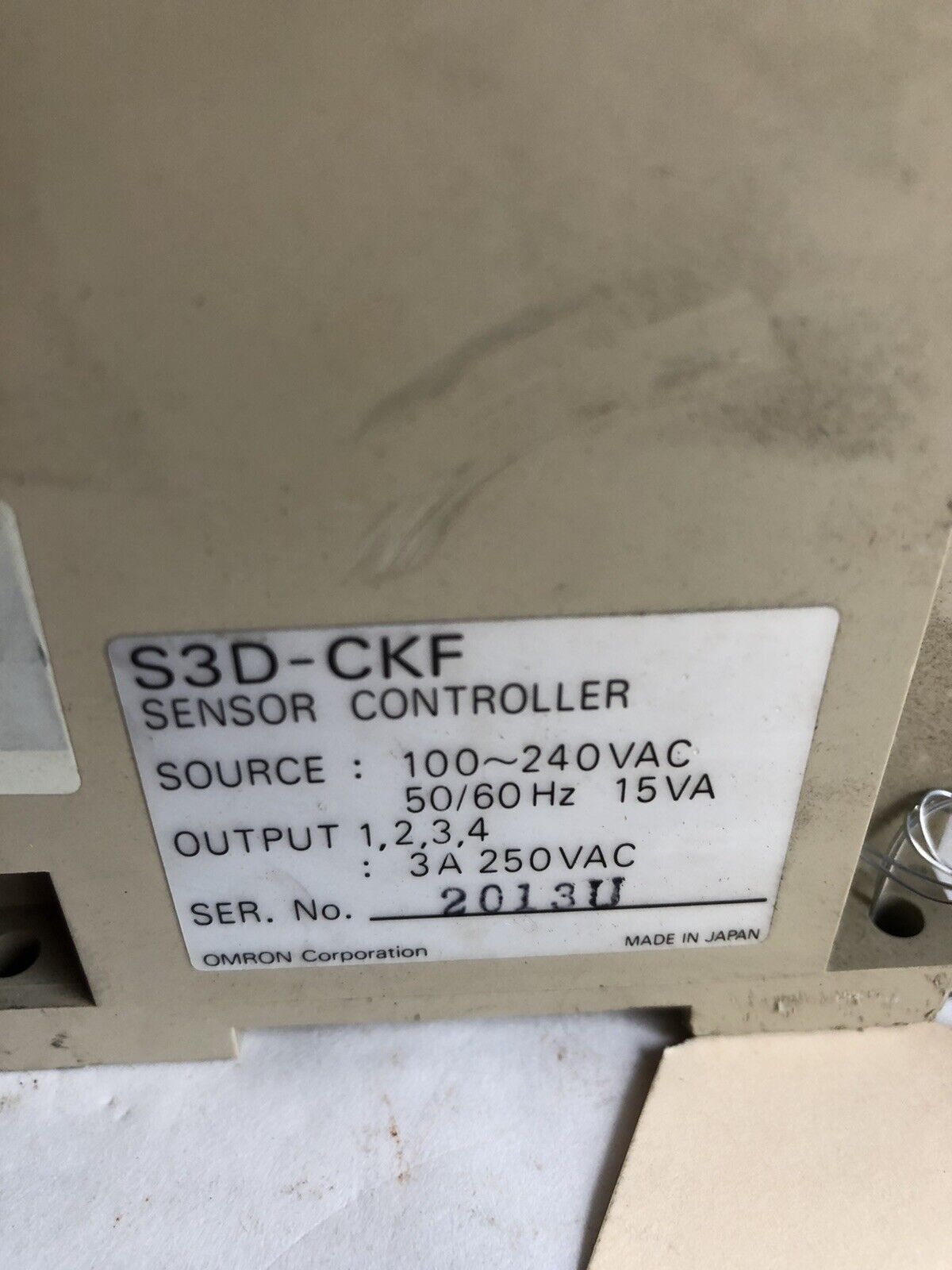 Used Omron S3d-Ckf S3d Sensor Controller, 100-240V,15Va-In, 250Vdc, 3A  Ground9
