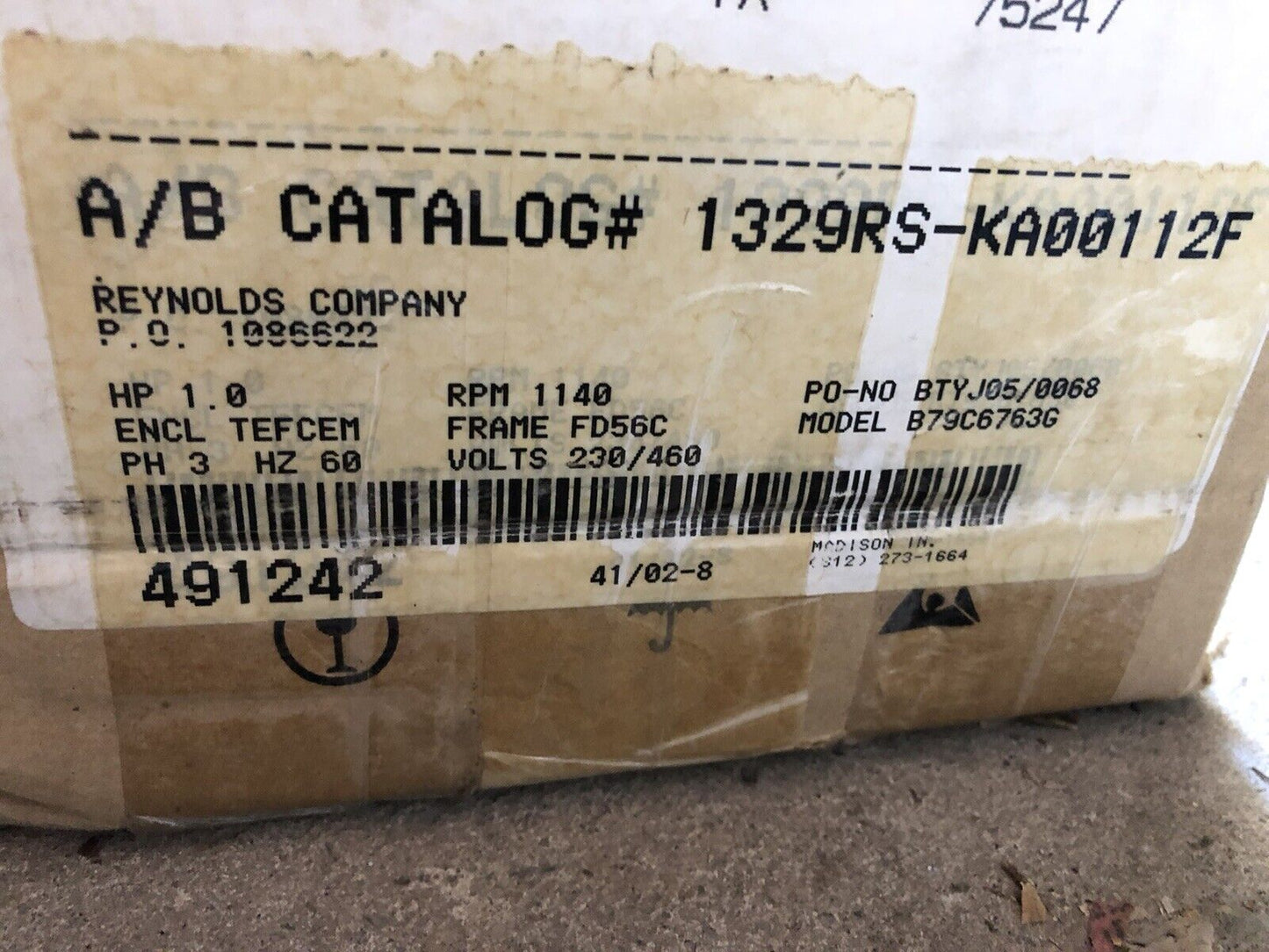 New Allen Bradley 1329Rs-Ka00112fcf 3Phase Motor 1Hp,Bulletin 1329R,Tb