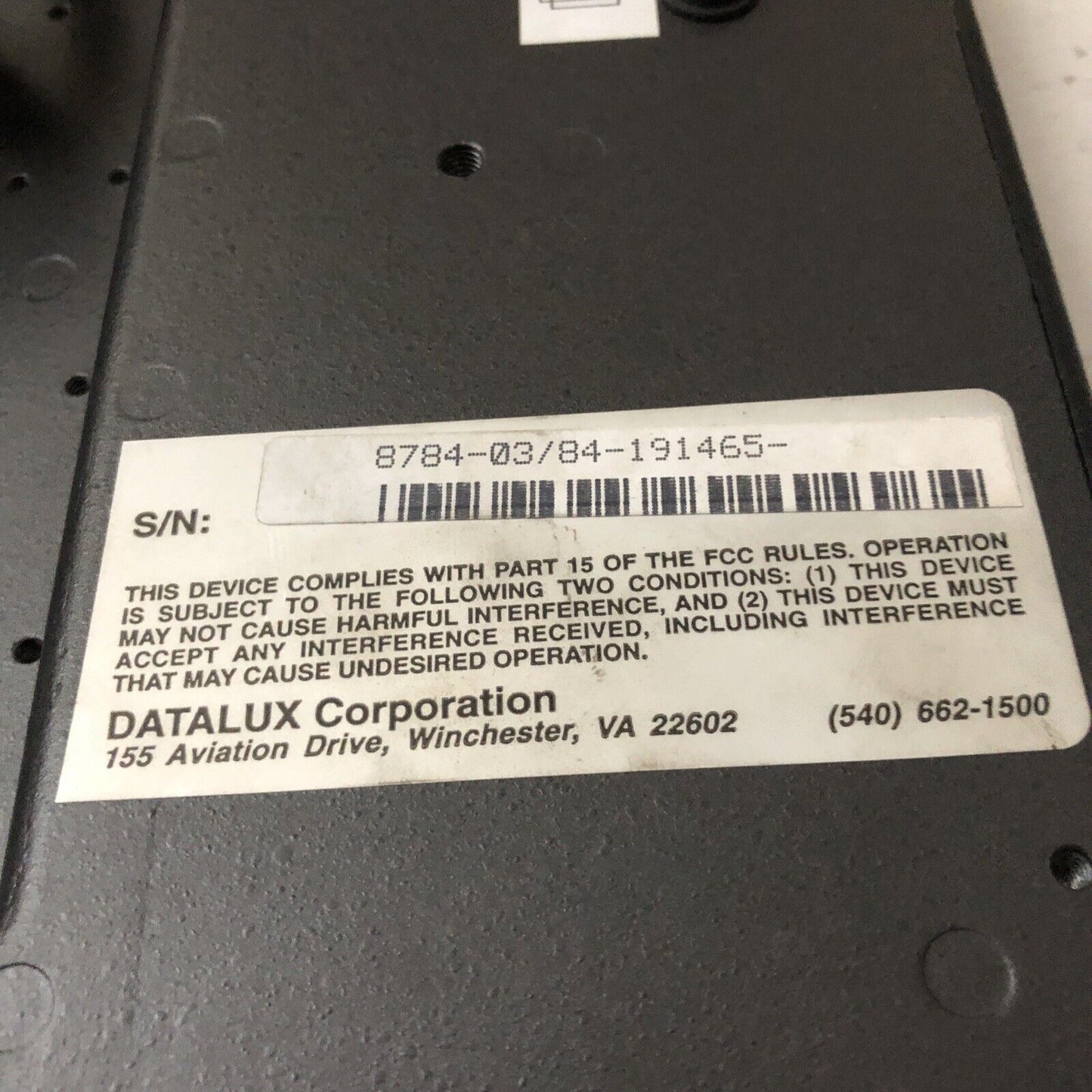 Datalux E89980 Sunf Pu 2919,8784-03/84-191465 Microtouch Operator Touchscreen,Cr