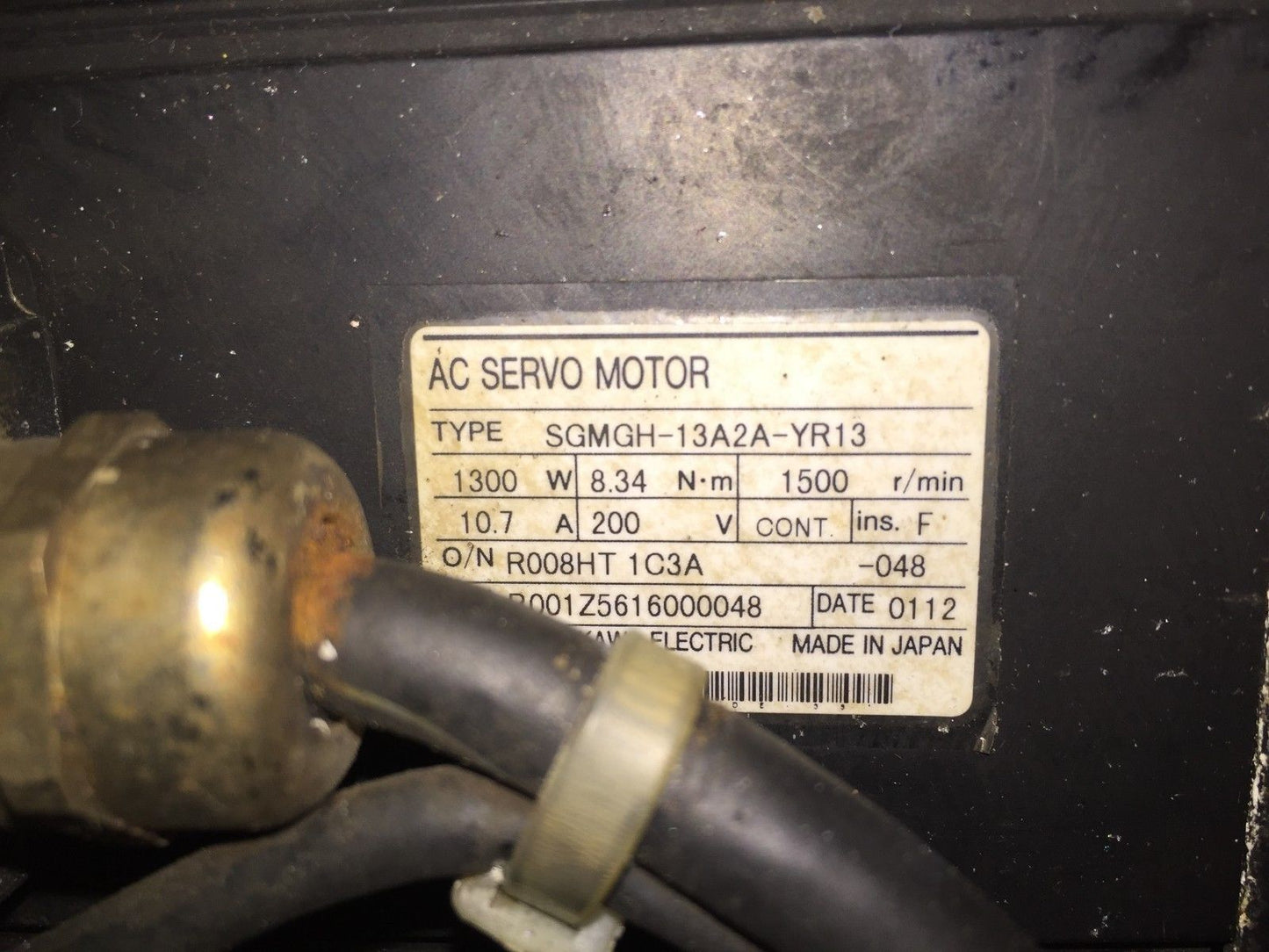 Yaskawa Electric Sgmgh-13A2a-Yr13 Ac Servo Motor,200V,1300 W, Rpm1500,Bi