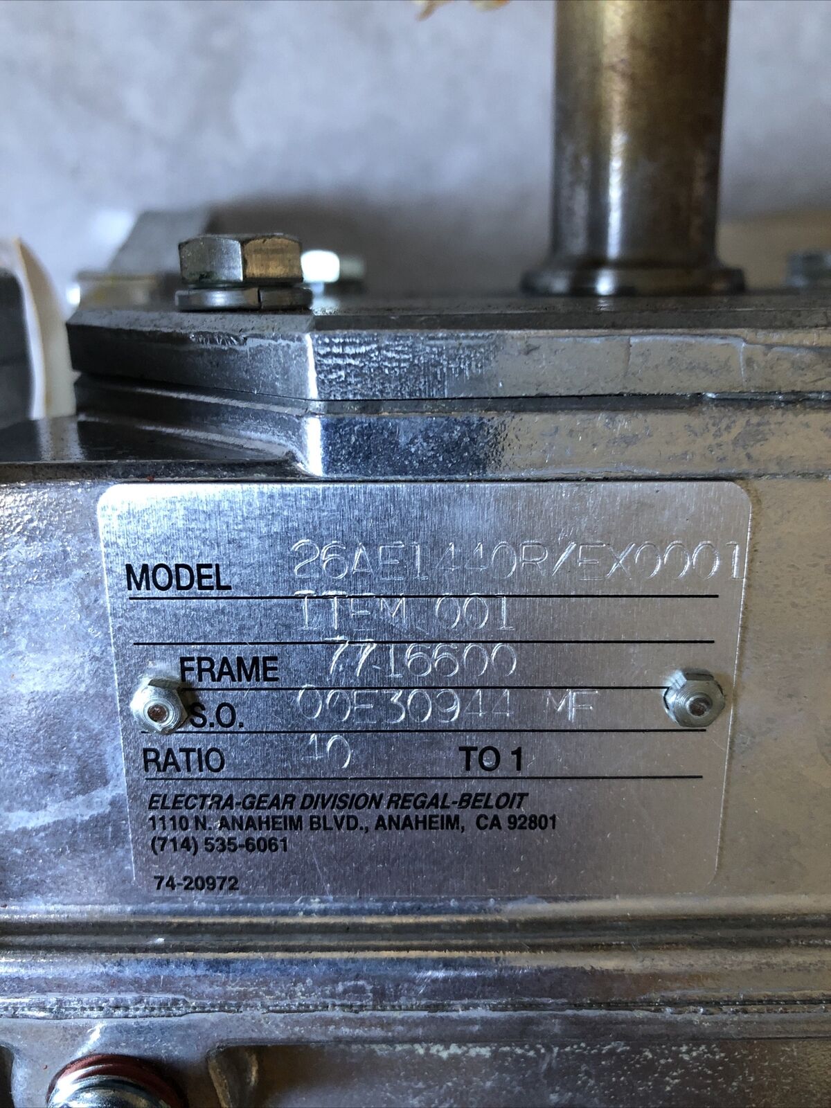 New Electra-Gear 26Ae1440r/Fx0001 Gear Reducer,Ratio 40:1,26Ae14,Bb