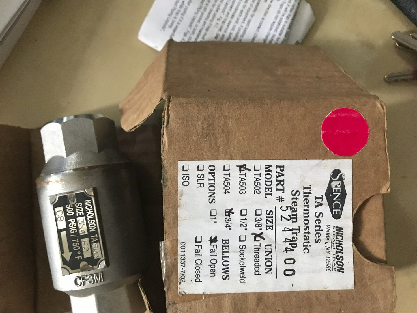 New 3/4" Npt Nicholson Ta503,Spence Ta 503 Thermo Dynamic Steam Trap 600,Al,Cu