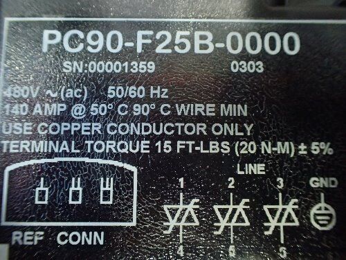Watlow Pc90-F25b-0000 Solid State Power Control 480V,140A Power,Bh