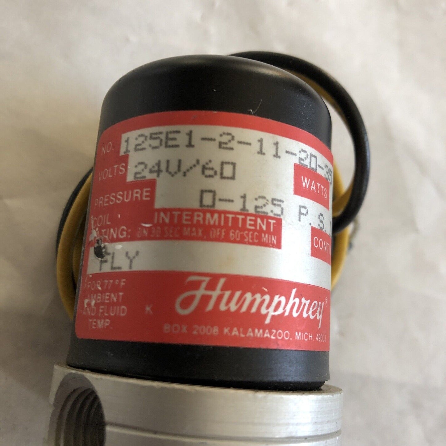 New Humphrey 125E1-2-11-20-35 ,24V /60 General Purpose Valve 125E1-2-11-20-35,Ea