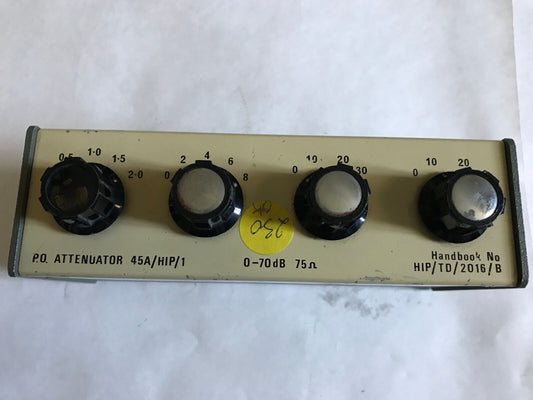 P.O. Attenuator 45A/Hip/1 , 0-70Db, 75 Ohms,Handbook Hip/Td/2016/B,Ax