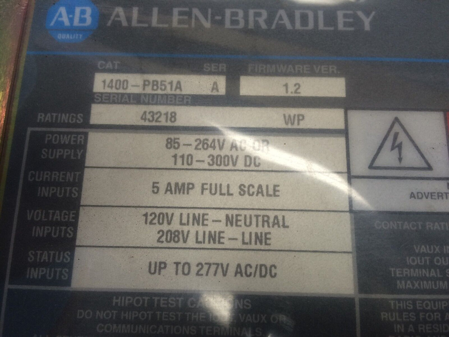 New A-B 1400-Pb51a Allen-Bradley Powermonitor Block Module 1400-Pb51a,Bu