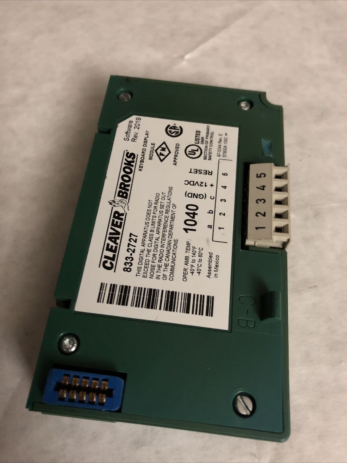Cleaver Brooks 833-2727 Keyboard Display Module (One Holder Is Damaged),Ed