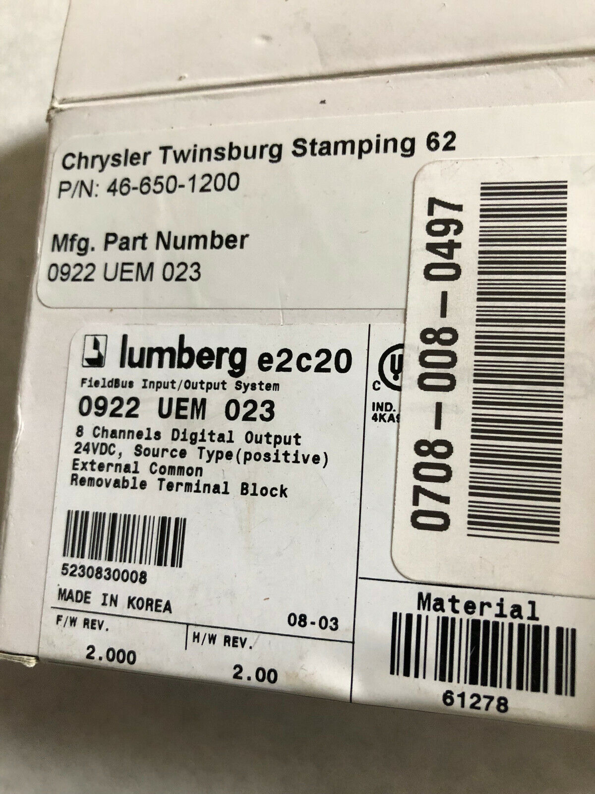 New Lumberg 0922 Uem 023 Digital-Output,Uem023 8Od,St-Rtb,Bz