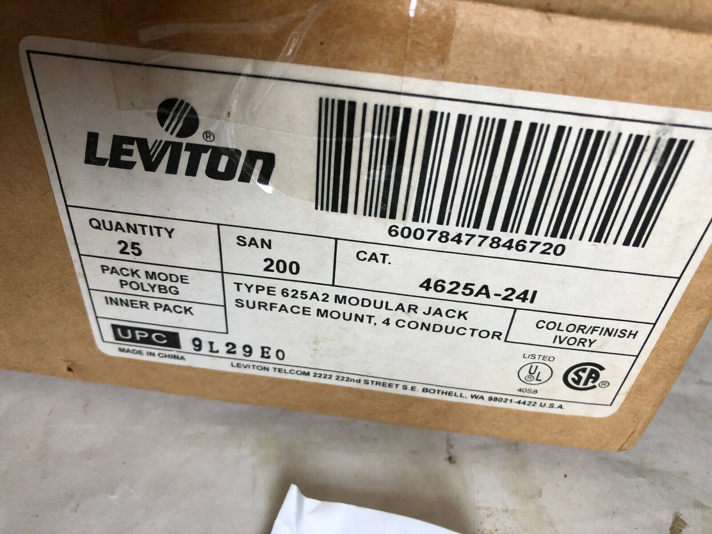 New Lot 25  Leviton 4625A-24I Conductor Modular Jack Biege 4625A-241,Hj