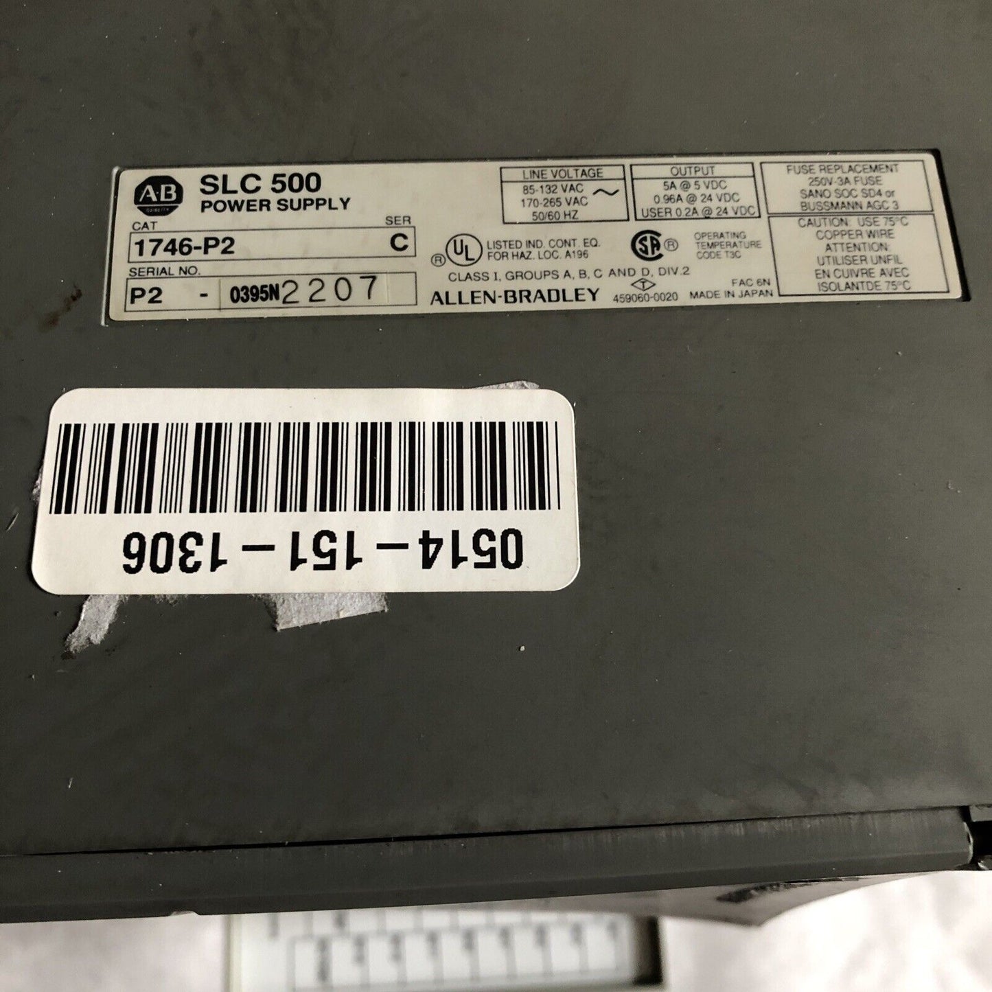 Allen Bradley Slc-500,1746-P2,1746-A7 Plc System,5/02 Cpu,1747-L524,Be