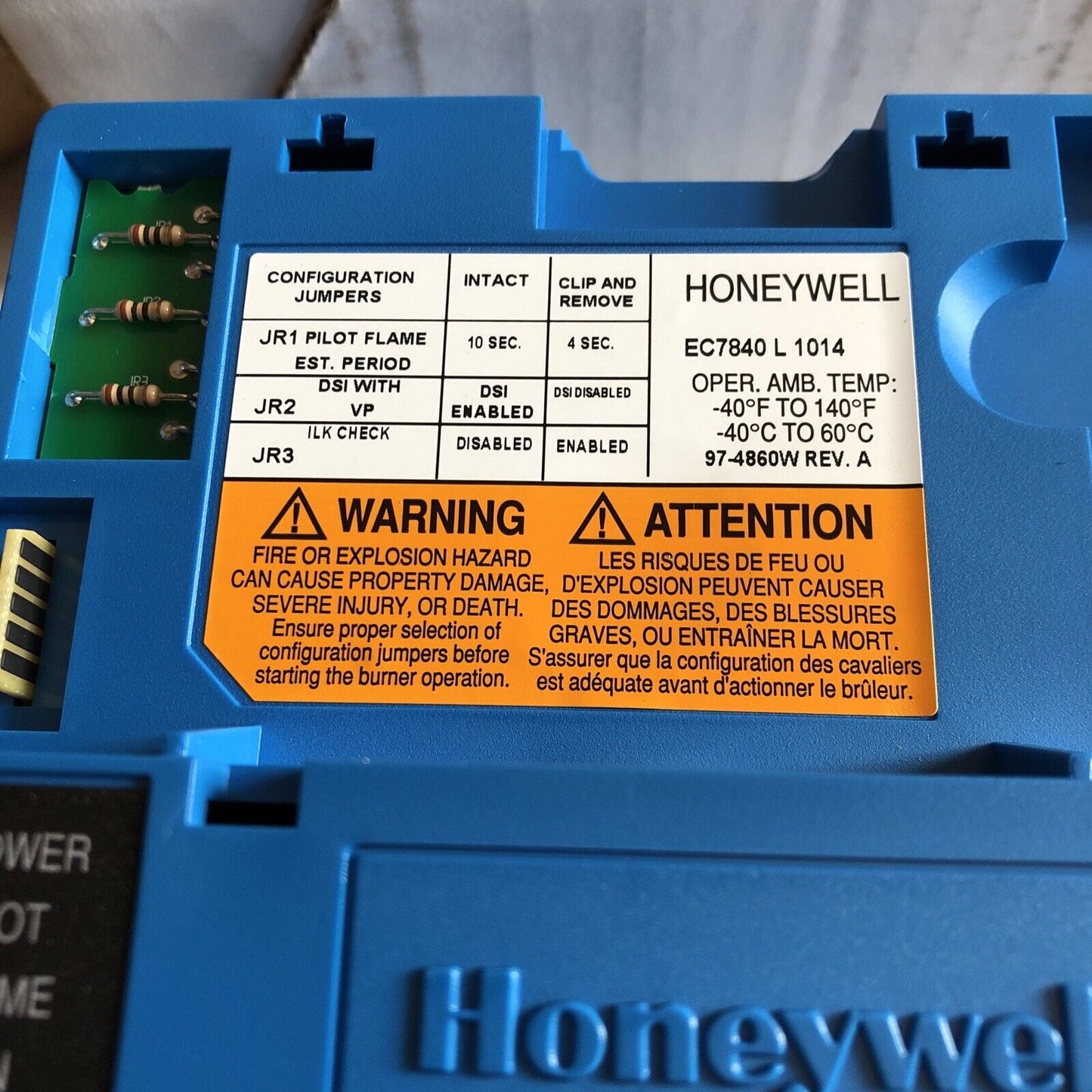 New Honeywell Ec7840 L 1014 Burner Control ,Honeywell Ec7840l 1014,Df