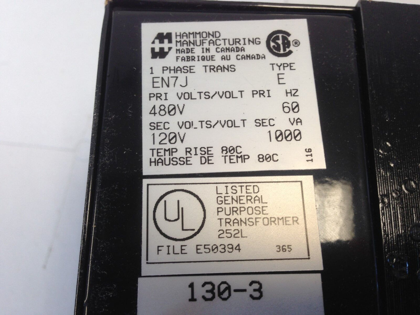 New En7j Gfc Hammond Transformer Type-E / Pri-480V/60Hz Sec-120V/1000Va 1Ph,Eg