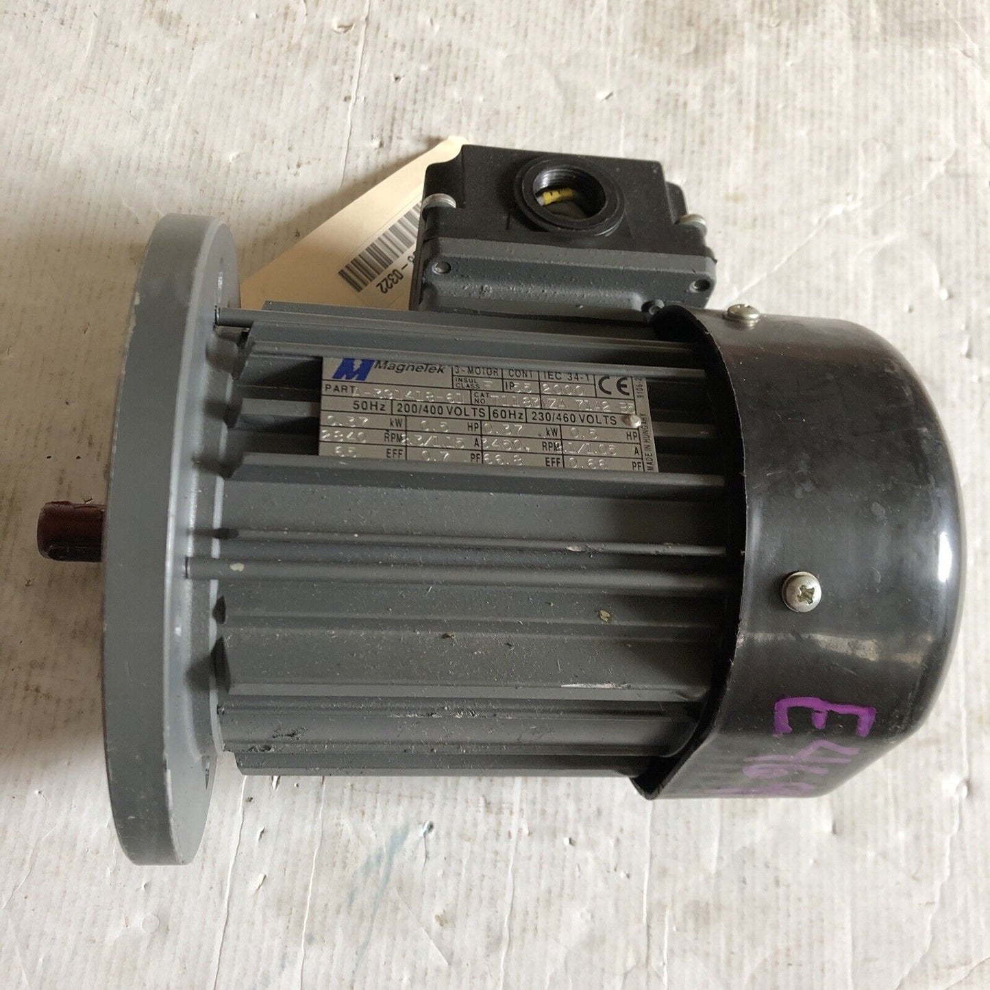 Magnetek A-391418-61 Ac Motor,T11 83 Vza 71A2 B5 3 Phase, .5 Hp,200-460 Vac,Dh