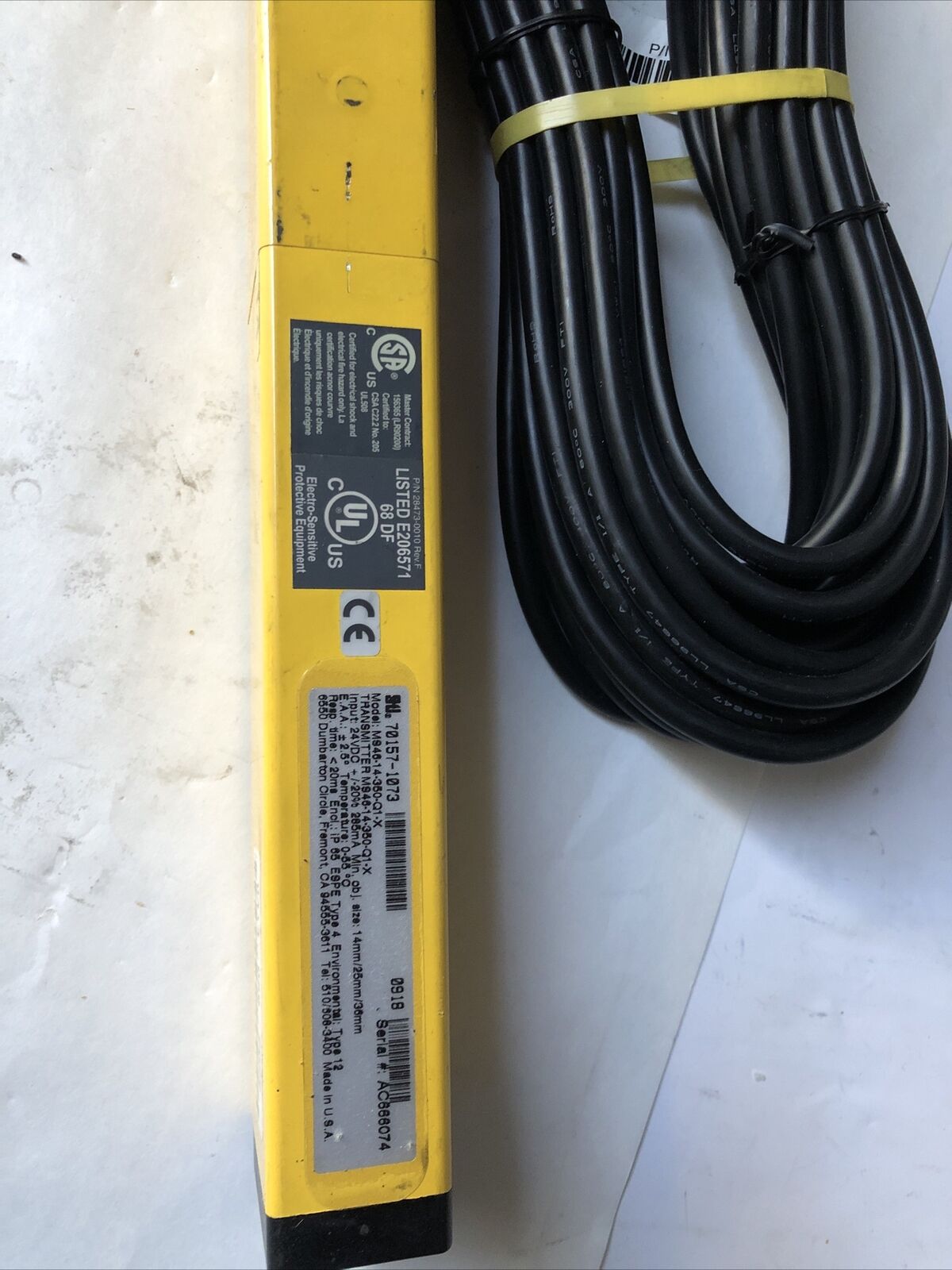 New Sti Ms46-14-350-Q1-X Safety Light Curtain Transmitter,350Mm,70157-1073,Fi
