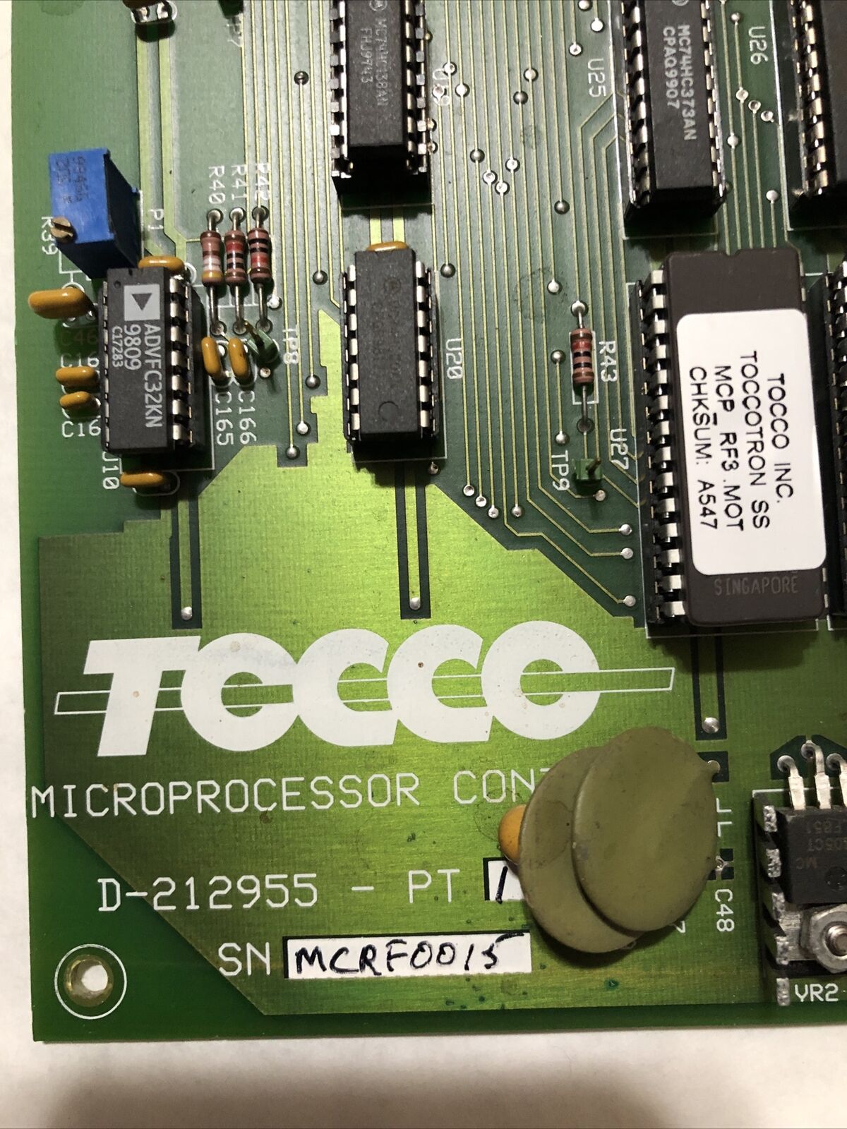 Tocco D-212955 Microprocessor Control Board  D-212955-Pt1 ,Dj