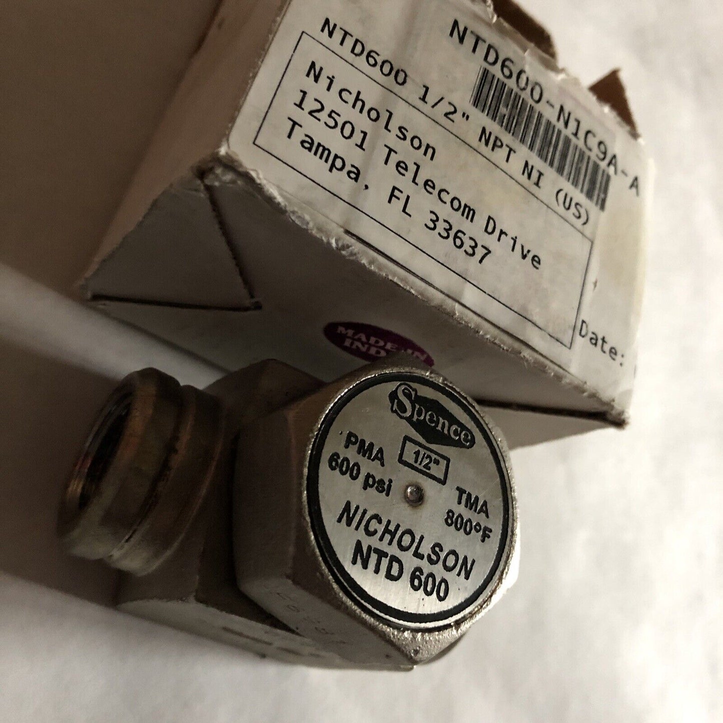 New 1/2” Spence Ntd600,Nicholson Ntd 600,800F,600Psi Thermodynamic Steam Trap,Bs